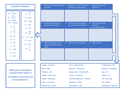 GCSE Physics Equation Helpsheet