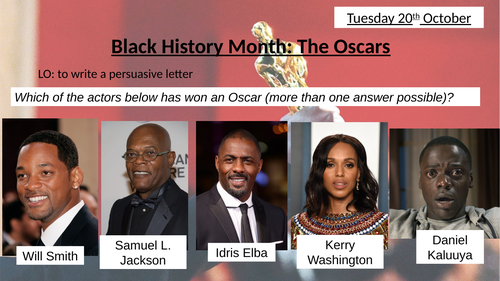 Black History Month: persuasive writing (The Oscars)