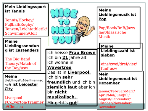 year 7 stimmt german unit 1 revision task template