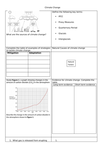 AQA GCSE Geography Revision Sheet Weather and climate change | Teaching ...