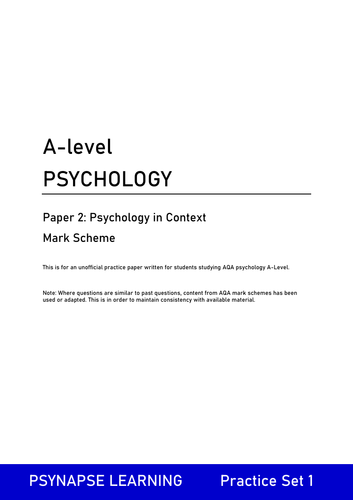 AQA Psychology Practice / Mock Paper 2