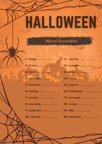Halloween Games: Bingo and Word Scramble. Lesson Starter/Task. KS3 & KS4