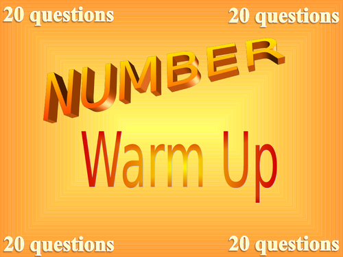 Year 4 Number Warm Up - 20 Questions
