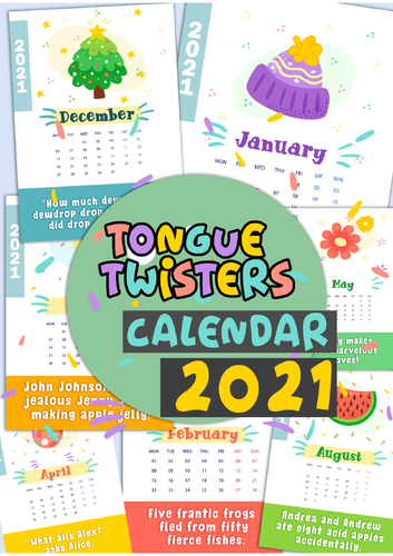 Tongue twisters calendar