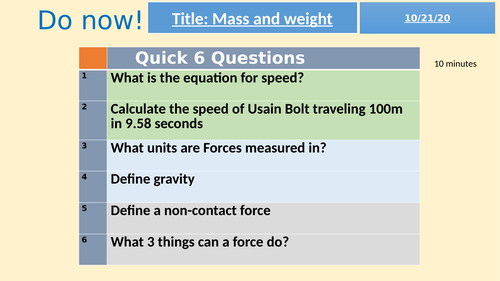 Mass and Weight - KS3 Activate