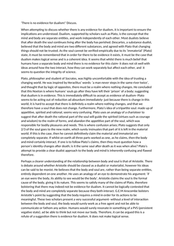 Solid A grade essay on dualism