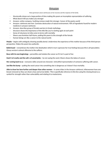 AQA English Lit Owen Sheers Essay Plan -  Amazon