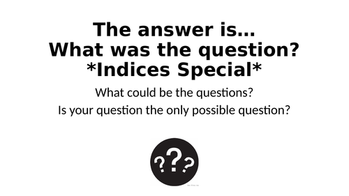 What Was The Question? - Indices Edition