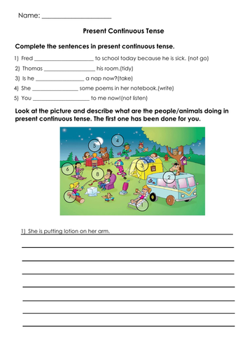 Grammar Present Continuous Tense Printable Teaching Resources