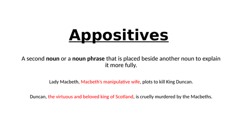 Appositives (linked to Macbeth)