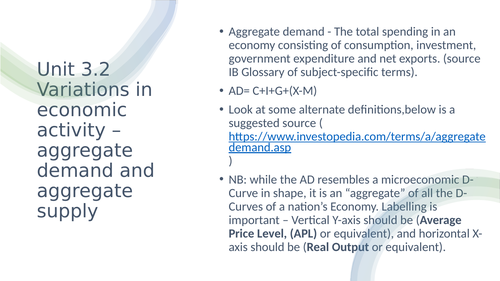Unit 3.2 Variations in economic activity - aggregate deman and aggregate supply