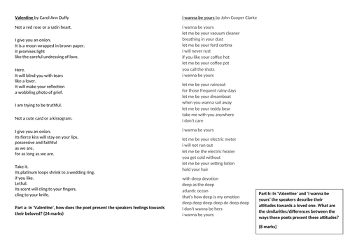 Unseen poetry essay questions picture