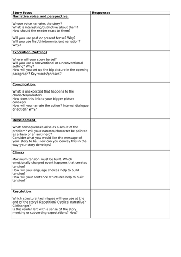 writing planning year 6