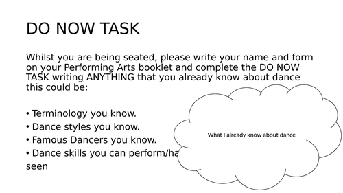 Dancing at Desks! Covid adapted classroom SOW practical