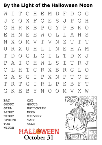By the Light of the Halloween Moon Word Search