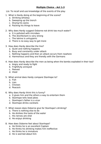 Journey’s End questions