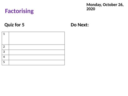 Factorizing expressions | Teaching Resources