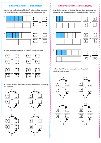 White Rose Year 6 Block 3 Fractions - Simplify Fractions