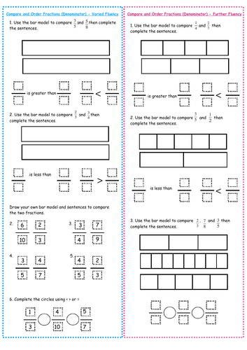 white rose year 6 block 3 fractions compare and order