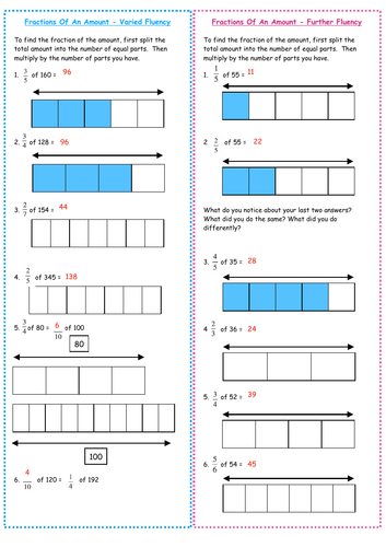 white rose year 6 block 3 fractions fractions of amounts