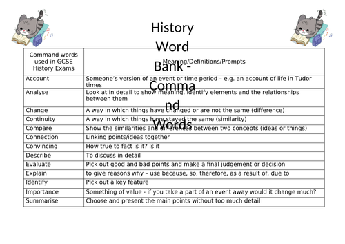 History Command Words
