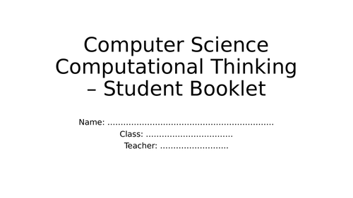 KS3 Computational Thinking booklet