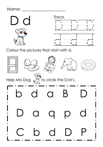 (Alphabets) Finding Letter D and Pictures Printable | Teaching Resources