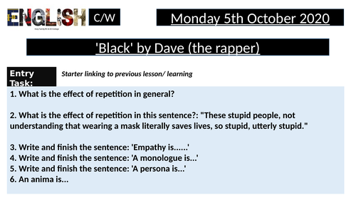 Black by Dave - Protest poetry, Black Lives Matter
