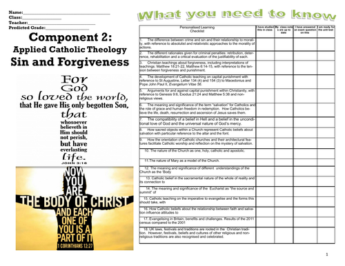 GCSE RE EDUQAS SIN AND FORGIVENESS COVID PROOF WORKBOOKLET