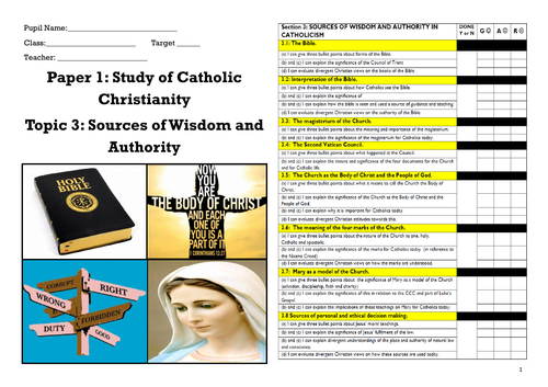GCSE RE EDEXCEL CATHOLICISM SOURCES OF WISDOM AND AUTHORITY COVID PROOF WORKBOOKLET