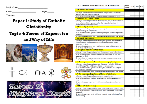 GCSE RE EDEXCEL CATHOLICISM FORMS OF EXPRESSION COVID PROOF WORKBOOKLET