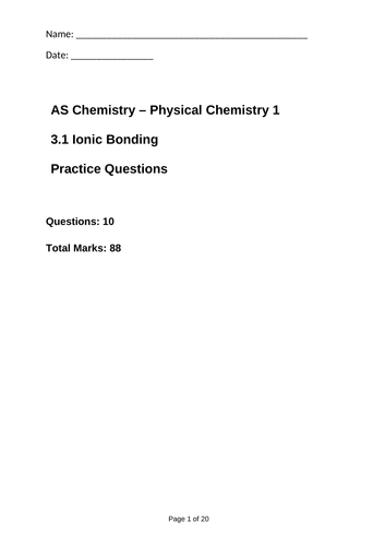 AQA As Bonding 7 Topics Exam Questions