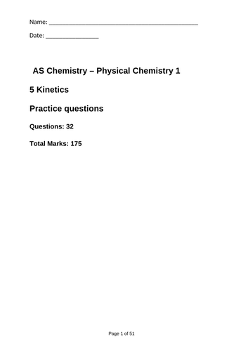 AQA As Topic 5 Kinetics Exam Questions