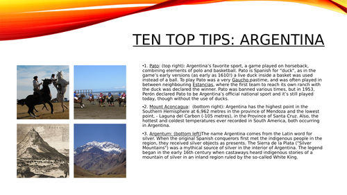 10-point Powerpoint on Argentina