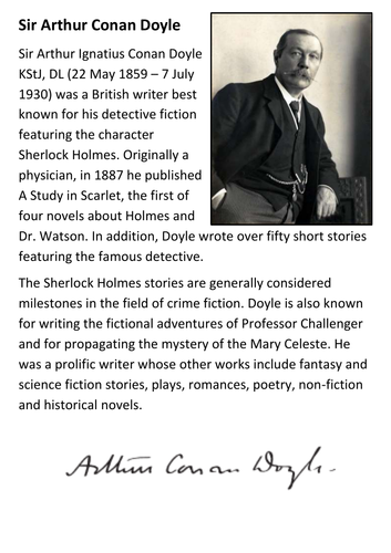 Sir Arthur Conan Doyle Handout | Teaching Resources