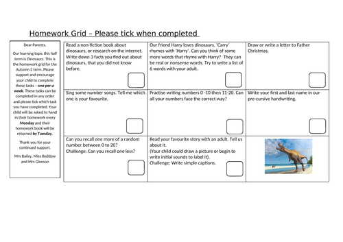 homework grid reception