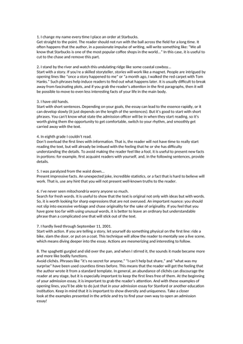 First lines from application essays image