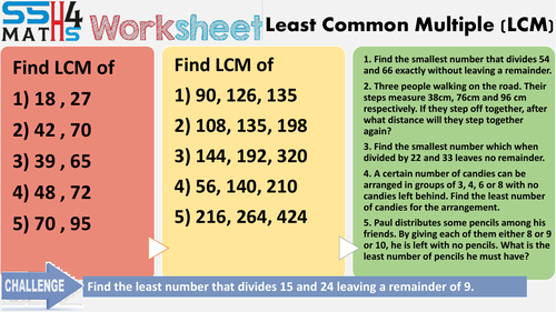 Differentiated LCM (Least Common Multiple) Worksheet
