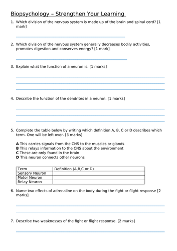 Biological Psychology assessment/homework