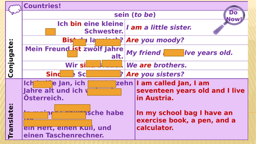 Y7 German Lesson 25 - Translation Assessment and PRIDE