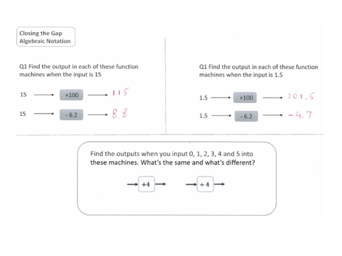Answers for Closing the Gap questions - to support year 7 White rose end of block