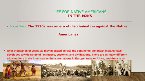 Life  of Native Americans in the USA, in 1920s.