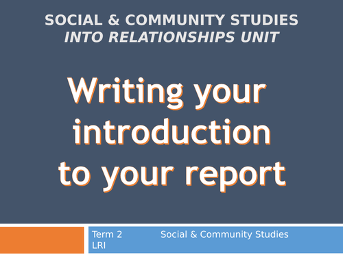 Social and Community Studies - Into Relationships unit - Mini lessons for writing a report rationale