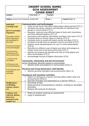 Social and Community Studies - Science and Technology (eSafety) unit - Task Sheet