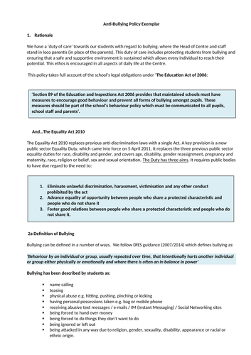 Anti Bullying initiatives - Writing an Anti Bullying Policy/Bullying initiatives/Citizenship