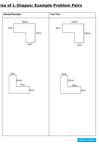 Area of L Shapes: Example Problem Pairs