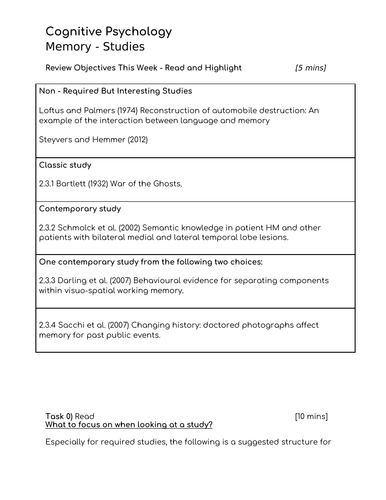 Memory Studies - Self Study