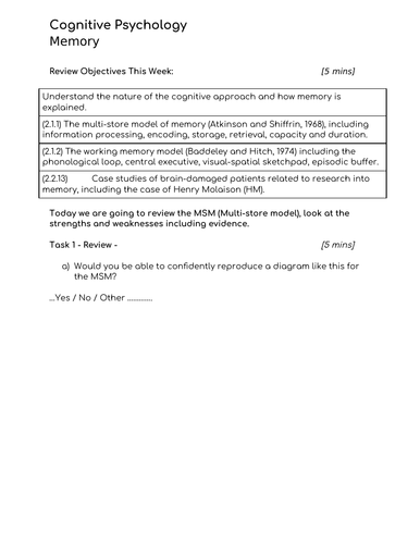 MSM vs WMM Memory | Teaching Resources