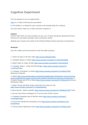 Cognitive Experiment - Analysis Help and Online Study