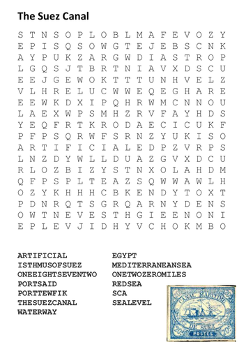 The Suez Canal Word Search